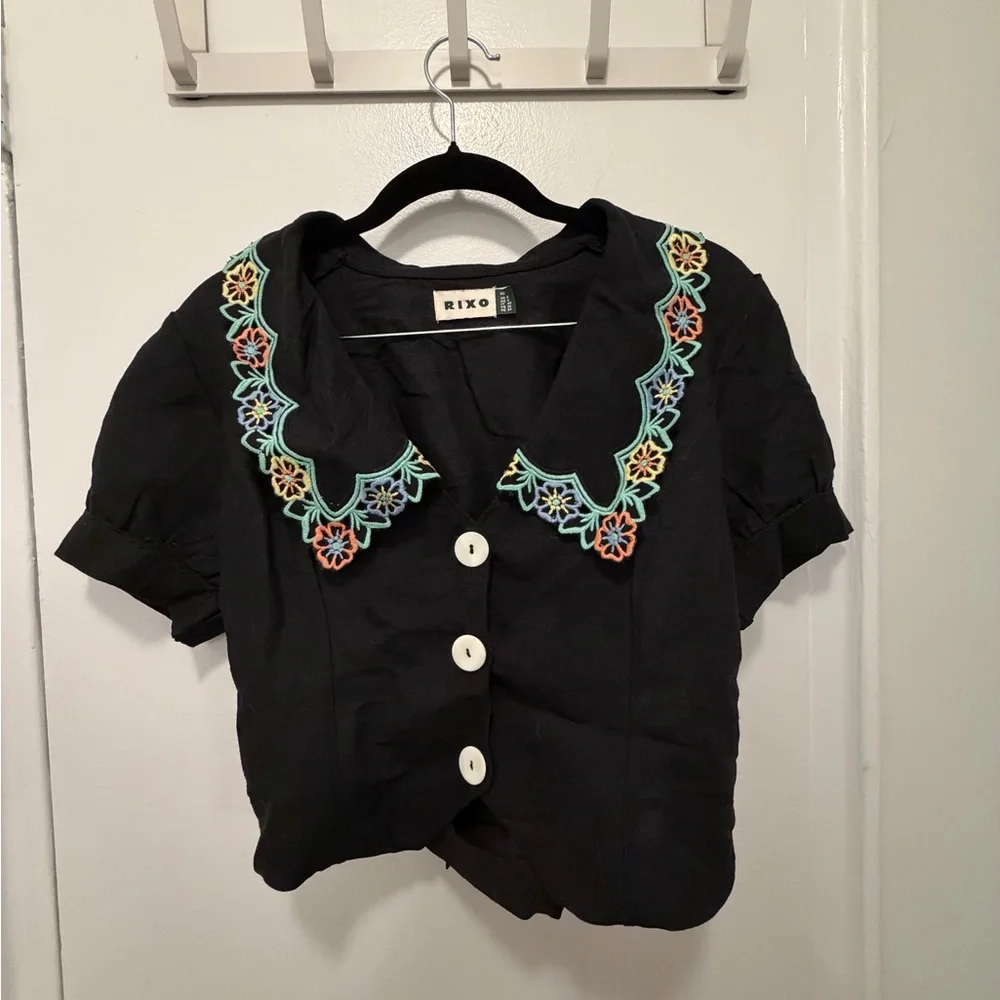 Rixo Zinia Linen Blend Top - Picture 3 of 7